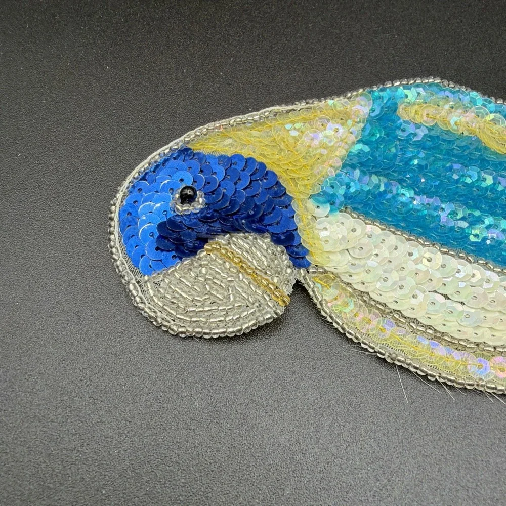 VTG Parrot, Peace Dove, And Heart Beads & Sequins Sew-On Appliqué Patches *READ